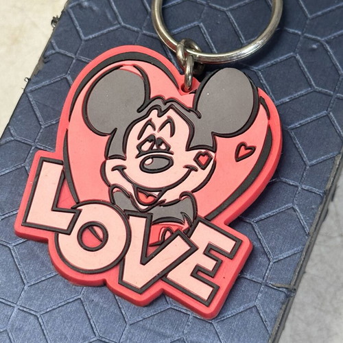 Disney Minnie Mouse Love keychain used, Applause PVC