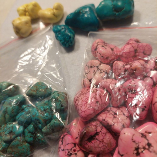 Jewelry making stones turquoise and pink irregular shape