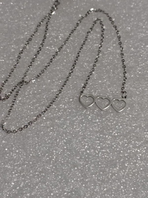 Silver necklace with three hearts, elegant and unique