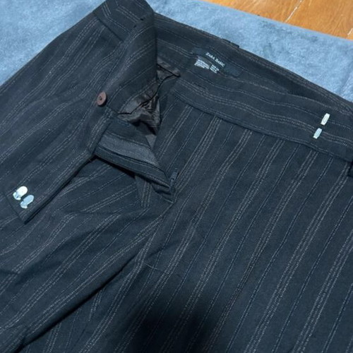 Zara striped straight-leg pants black like new