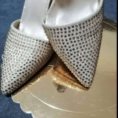 Heels No37 used, gold with rhinestones