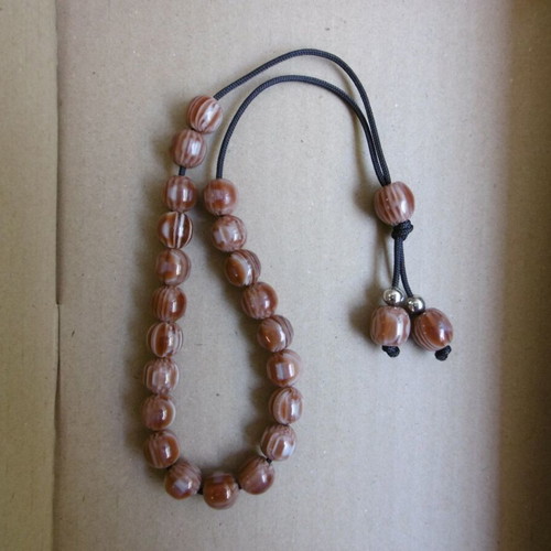 Handmade komboloi with 21+1+2 brown acrylic beads, new