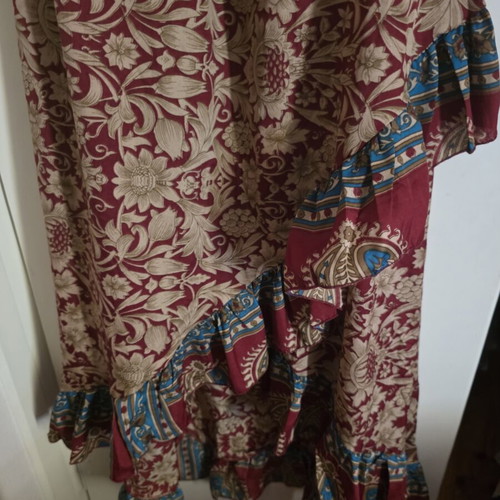 Boho asymmetrical dress like new, multicolor, 80% silk 20% rayon