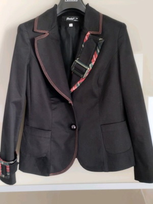 Women's black jacket with red details, like new, size 50 (L)