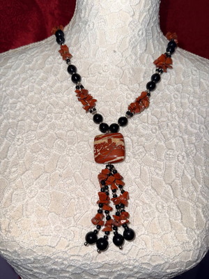 Large necklace with jasper stones in earth tones like new