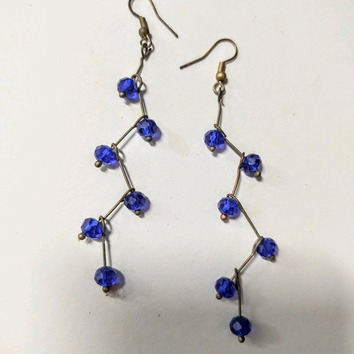 Earrings with blue beads handmade new