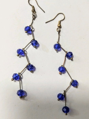 Earrings with blue beads handmade new
