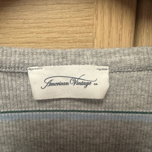 American Vintage long-sleeve shirt new, gray with turquoise stripes, XXL