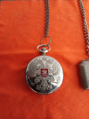Molnija vintage Soviet pocket watch used, mechanical with chain