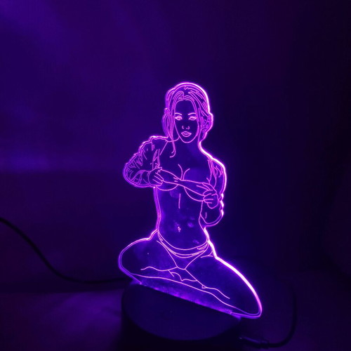 Lamp with woman figure that changes colors, like new