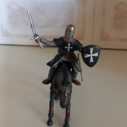 PAPO Hospitaller Knight Figure with Dark Evil Horse used