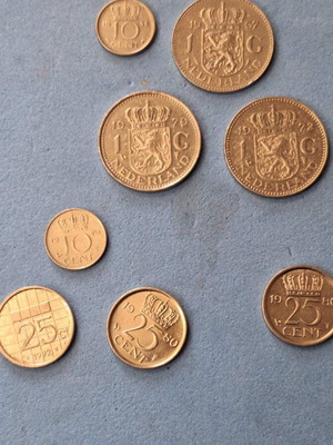 Dutch coins used, lot of 8 from 1948 and later