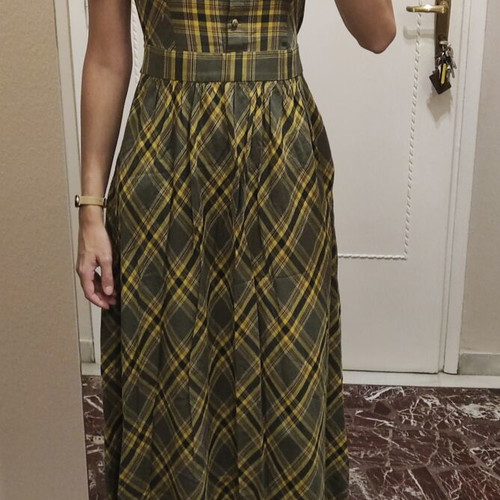 Piena long cotton dress with pockets and belt, size medium, new