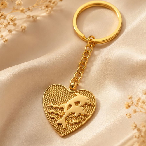 Handmade keychain new, gold metal