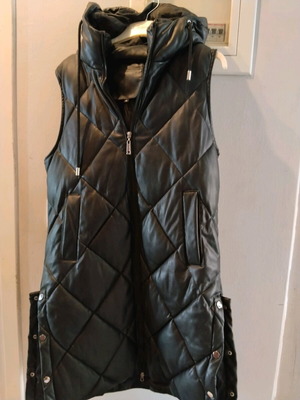 Дълъг Елек нов, черна кожа, размер XL