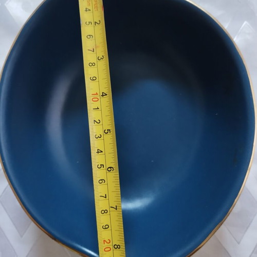MSL Vintage 20cm Blue Marble Fondue Bowl with Gold, Made in Greece