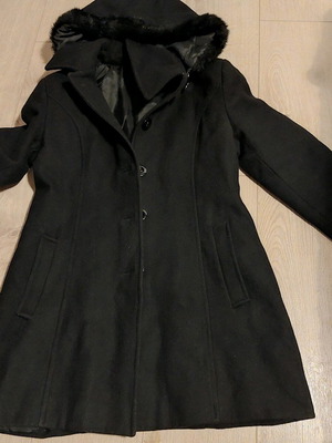 Ημιπαλτό μαλλινό σαν καινούργιο, μέγεθος S, μαύρο, 80% μαλλί