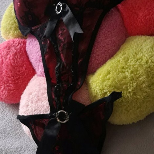 Sensual bodysuit like new, black and red lace with bows