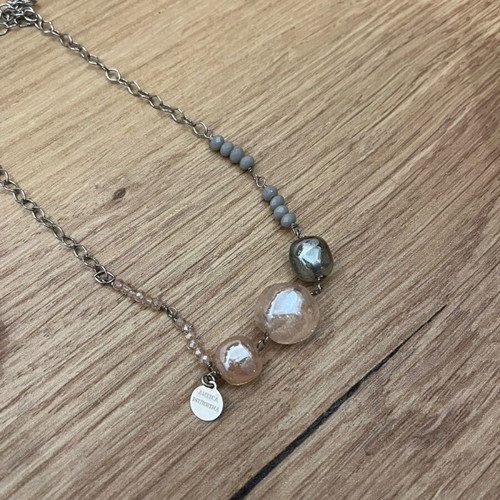 Antica Murrina bracelet and necklace set new, gray pink silver
