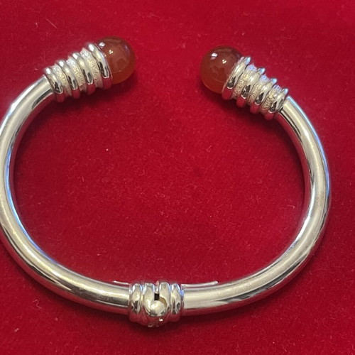 LALAOUNIS 925 silver bracelet with carnelian beads