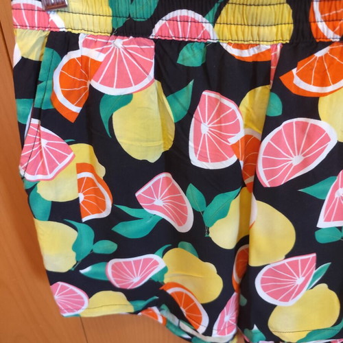 Zara shorts set with elastic waist, white and fruit print, like new