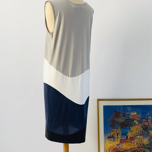 Stelios Koudounaris dress new, straight cut, black and beige, size M