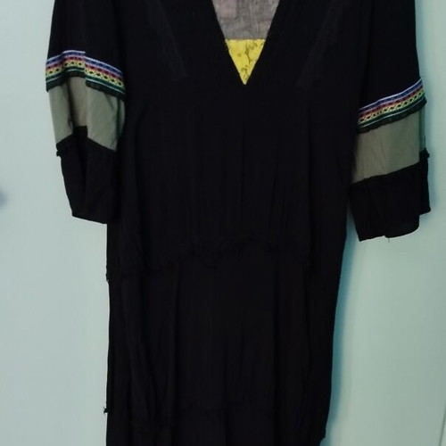 Boho dress M like new with embroidered details and multi-color sleeves