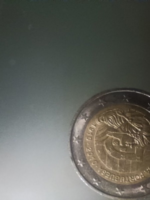 Portugal 2 euro 2010 republic coin used, circulated