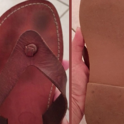 Leather sandals flip-flops size 37 used, brown