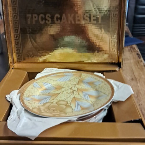 Cake plate set used, 7 pieces