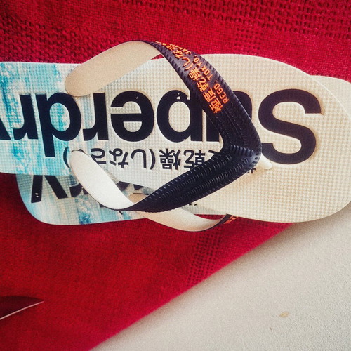 Superdry flip flops like new, size 45, white and blue