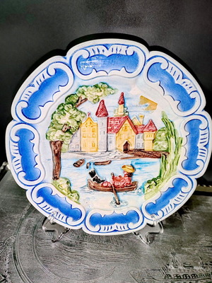 Antique Embossed Glazed Ceramic Plate like new