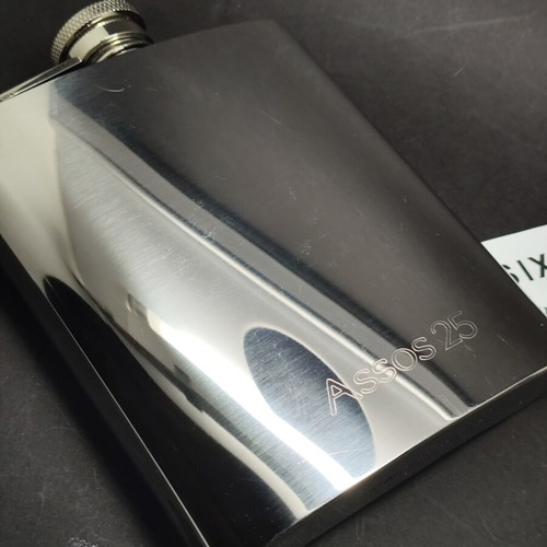 Assos 25 Stainless Steel Flask used, retro collectible 8oz