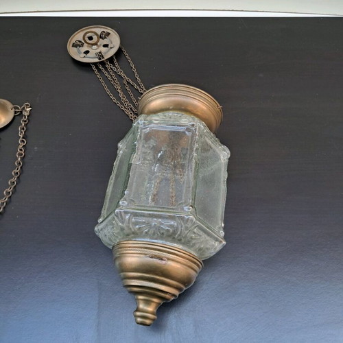 Glass Hanging Lamp Like New