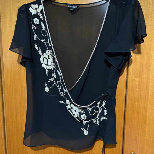 Cruaze Sheer Blouse like new, black with embroidery