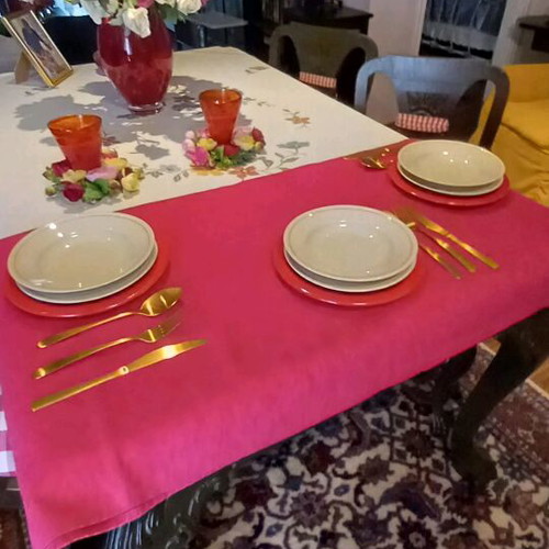 Dinnerware set for 6 with red salad bowl