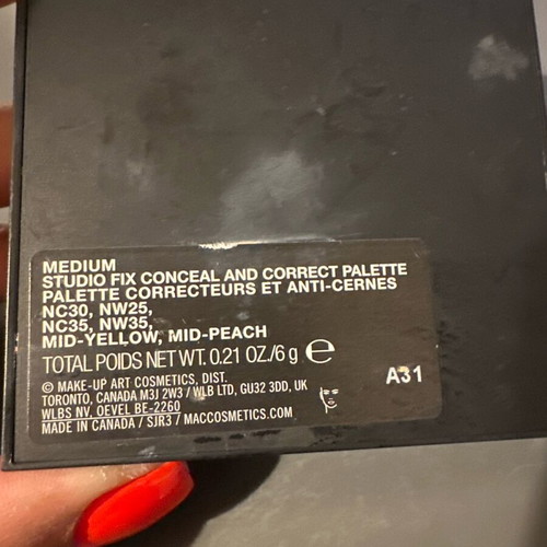 Mac palette with correctors used