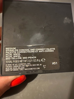 Mac palette with correctors used