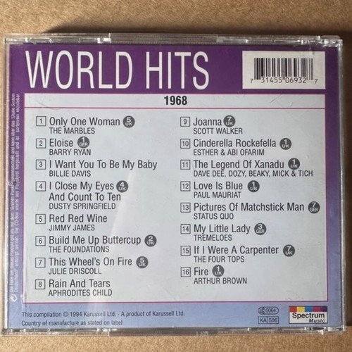 World Hits 1968 CD The Oldies Collection Spectrum Music