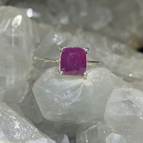 Silver ring with natural ruby new, handmade