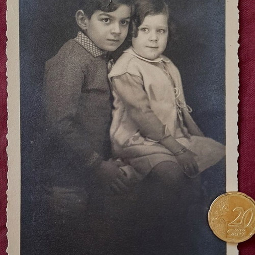Vintage black and white children's portrait photo 1930s like new