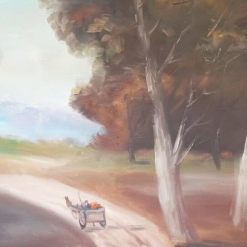 A. Leukadios oil painting 77x117 like new, signed, with frame
