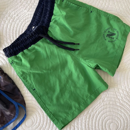 Next Boys' Swimwear Set like new, size 5-6, includes hat and 3 shorts
