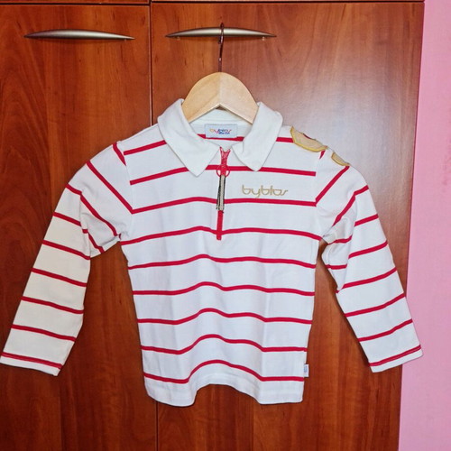Byblos shirt for boy 6 years like new, white with red stripes