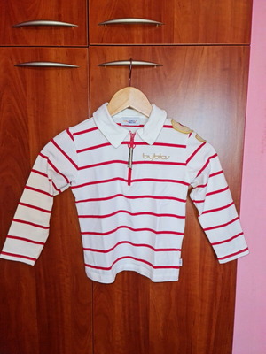 Byblos shirt for boy 6 years like new, white with red stripes