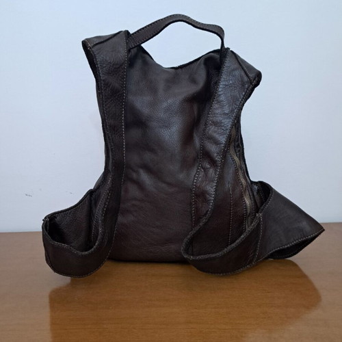 Italian leather backpack in dark brown, like new, minimal design