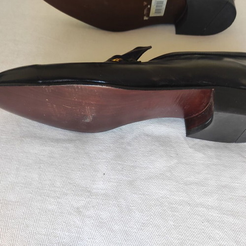 Leather men's dress shoes size 44.5 new, black, Greek craftsmanship