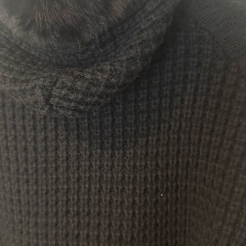 Knitted cardigan with natural fur Axel like new, black, size L
