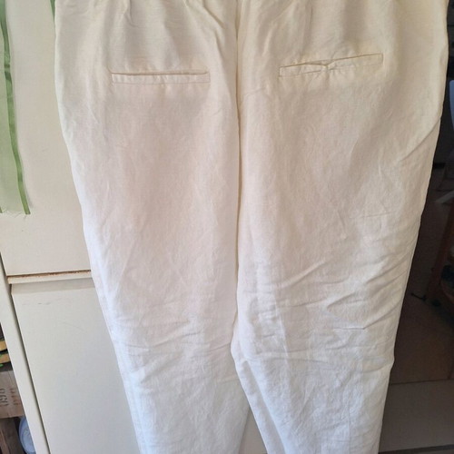 Linen pants new, white, size M, Oysho