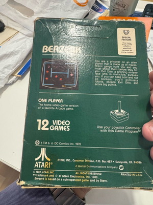 Atari Berzerk game used, sealed and complete